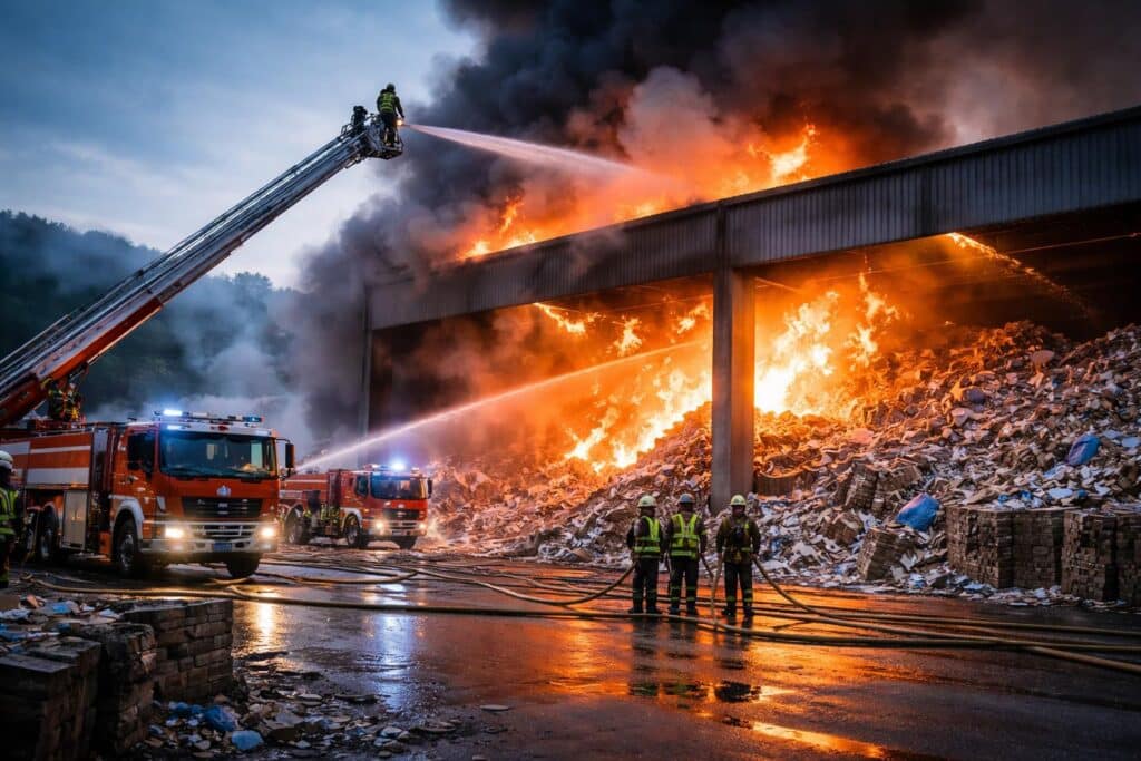 Brand in Recyclinghalle