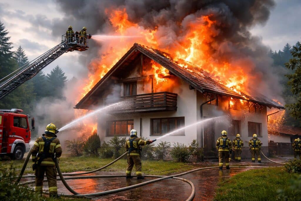 Einfamilienhaus: Brand fordert Einsatzkräfte!