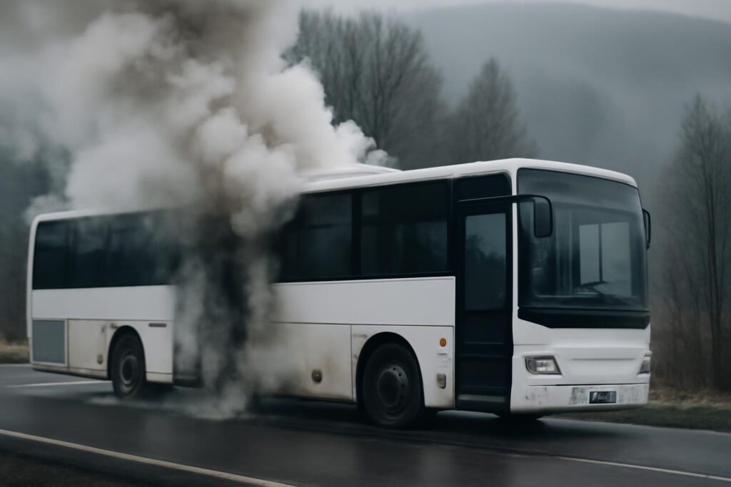 Linienbus qualmt auf B83