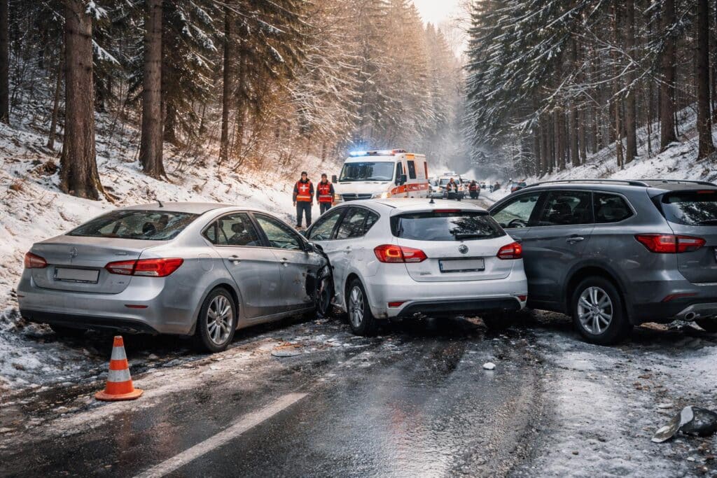 Glatteis: Drei Autos in Unfall verwickelt