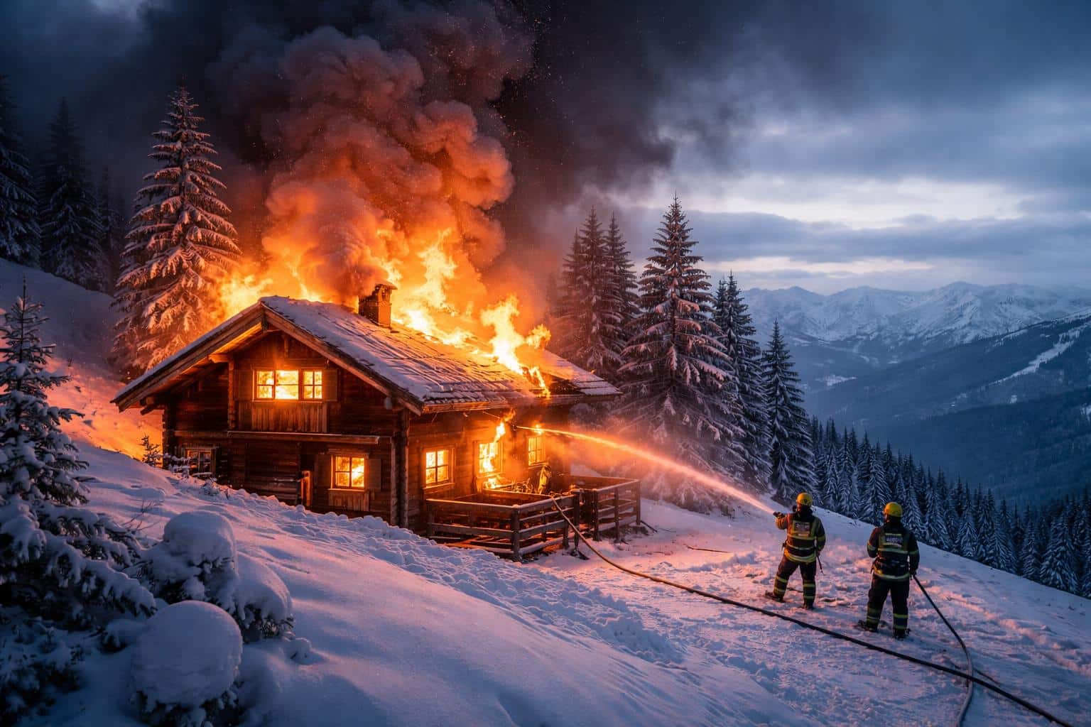 Almhütte stand in Vollbrand