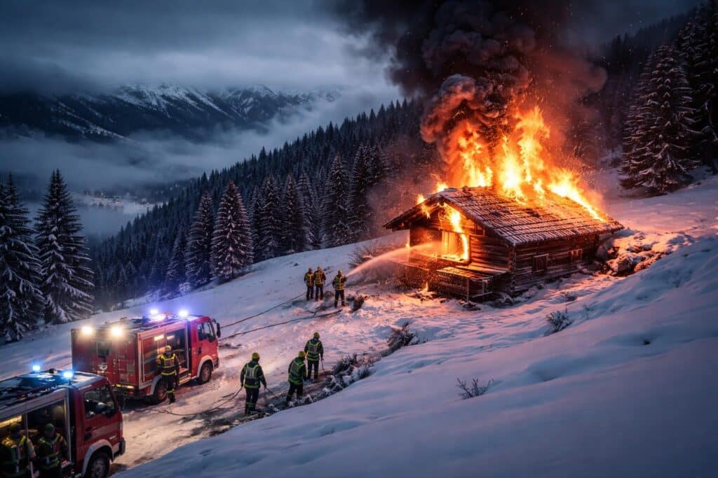 Almhütte auf der Tröbacher Alm in Vollbrand