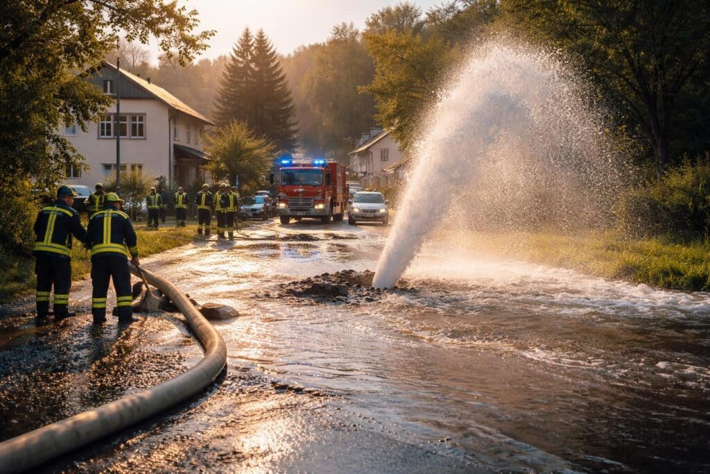 Wasserrohrbruch in St. Michael: Gemeindestraße stand unter Wasser