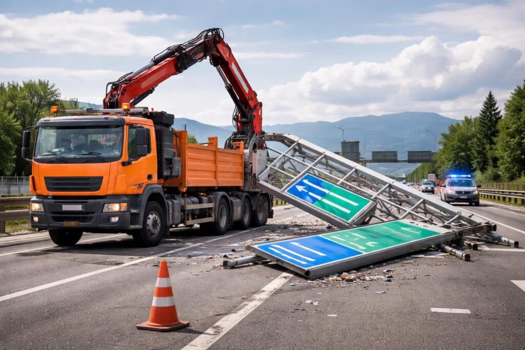 Unfall mit Lkw-Kran: Lenker versetzt