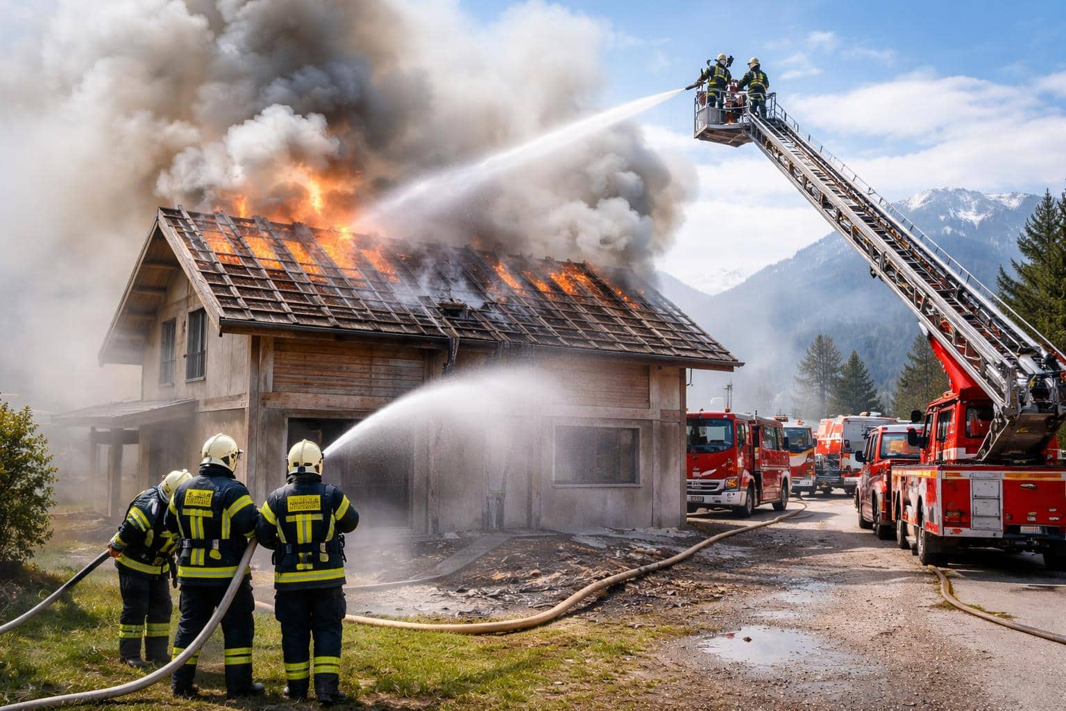 Dachstuhlbrand sorgt für Großeinsatz