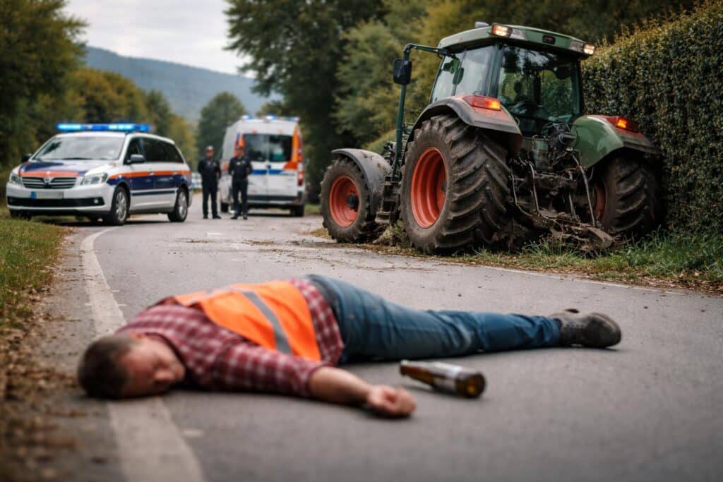 Unfall mit Traktor im alkoholisierten Zustand