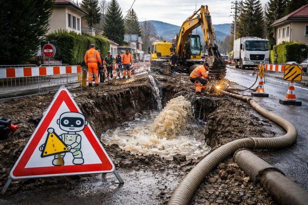 Rohrbruch: Sperre, Wasser und Strom weg