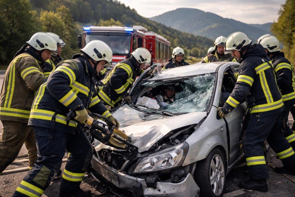 Feuerwehren befreiten Fahrer aus Auto