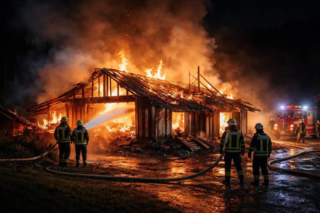 Nebengebäude vollständig ausgebrannt