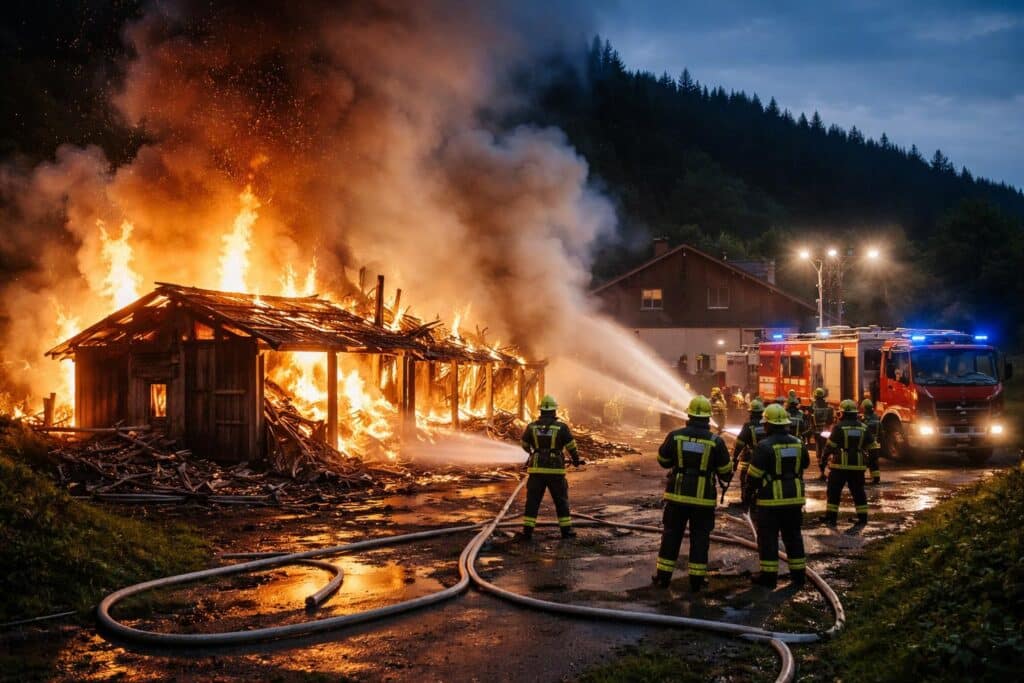 Nebengebäude in St. Marein in Brand
