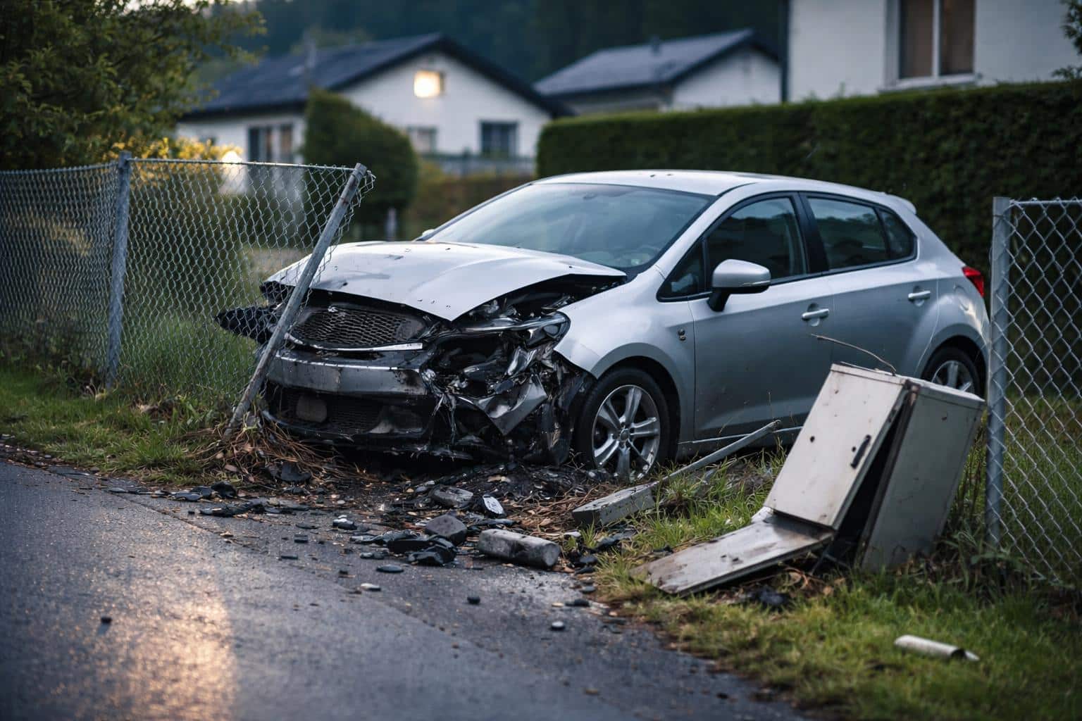 Gegen Zäune und Zählerkasten geprallt