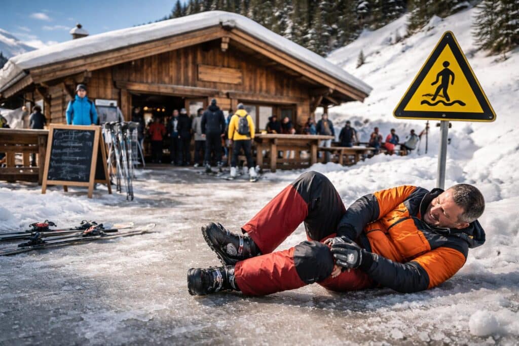 Gerichtsstreit um Sturz vor Skihütte