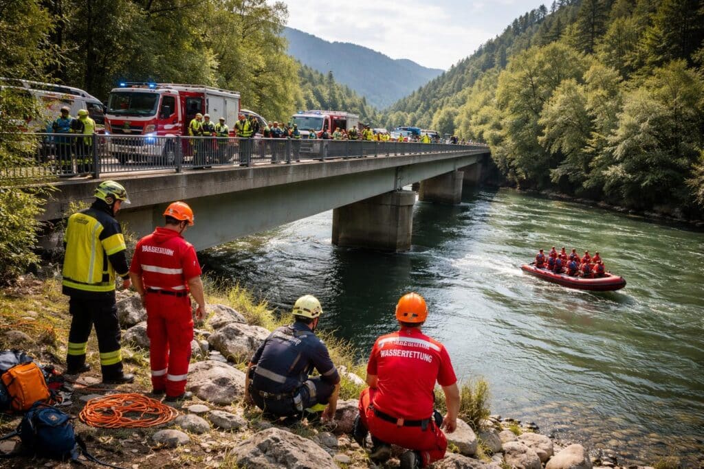 Großeinsatz bei Seidendorfer Brücke