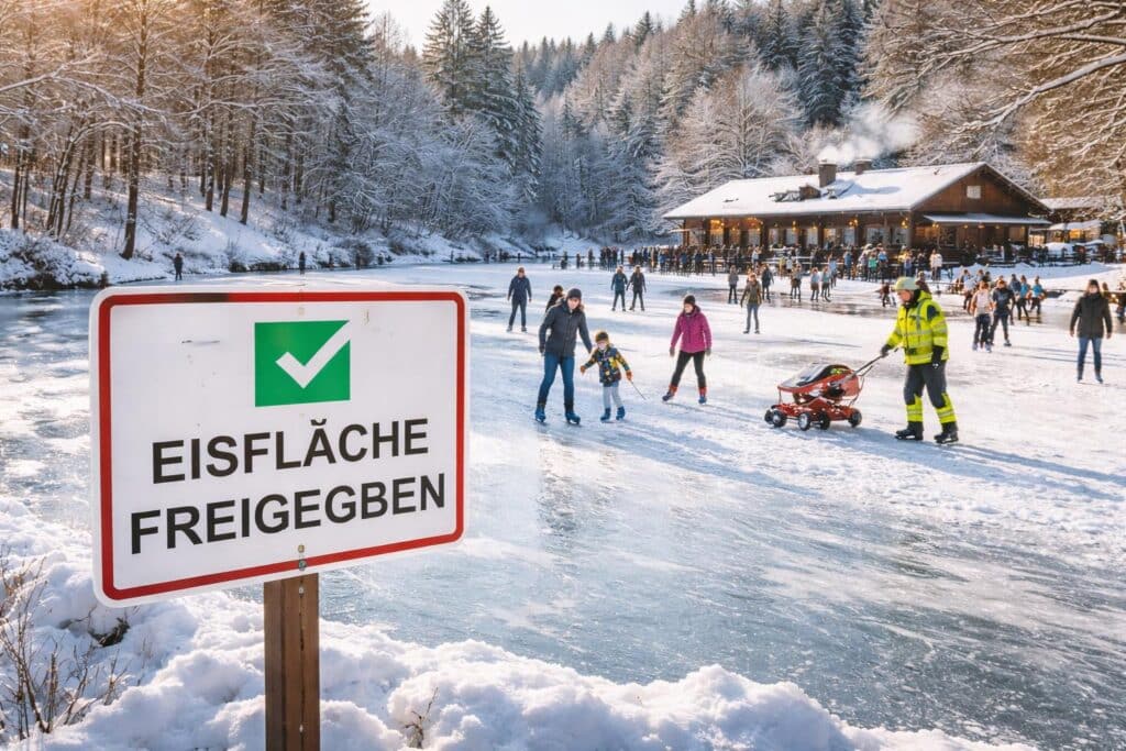 Kreuzberglteich zum Eislaufen freigegeben