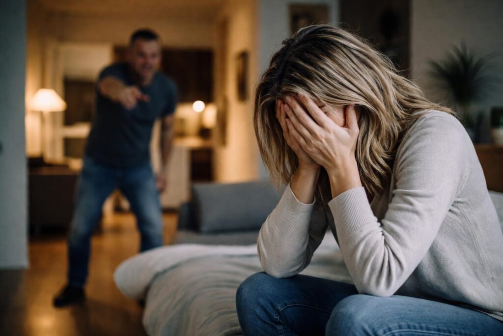 Frau von Partner angegriffen und bedroht