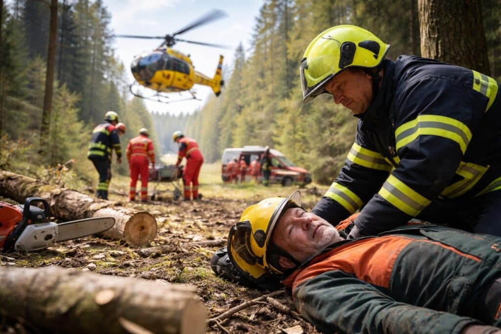 Ast trifft Mann bei Baumarbeiten