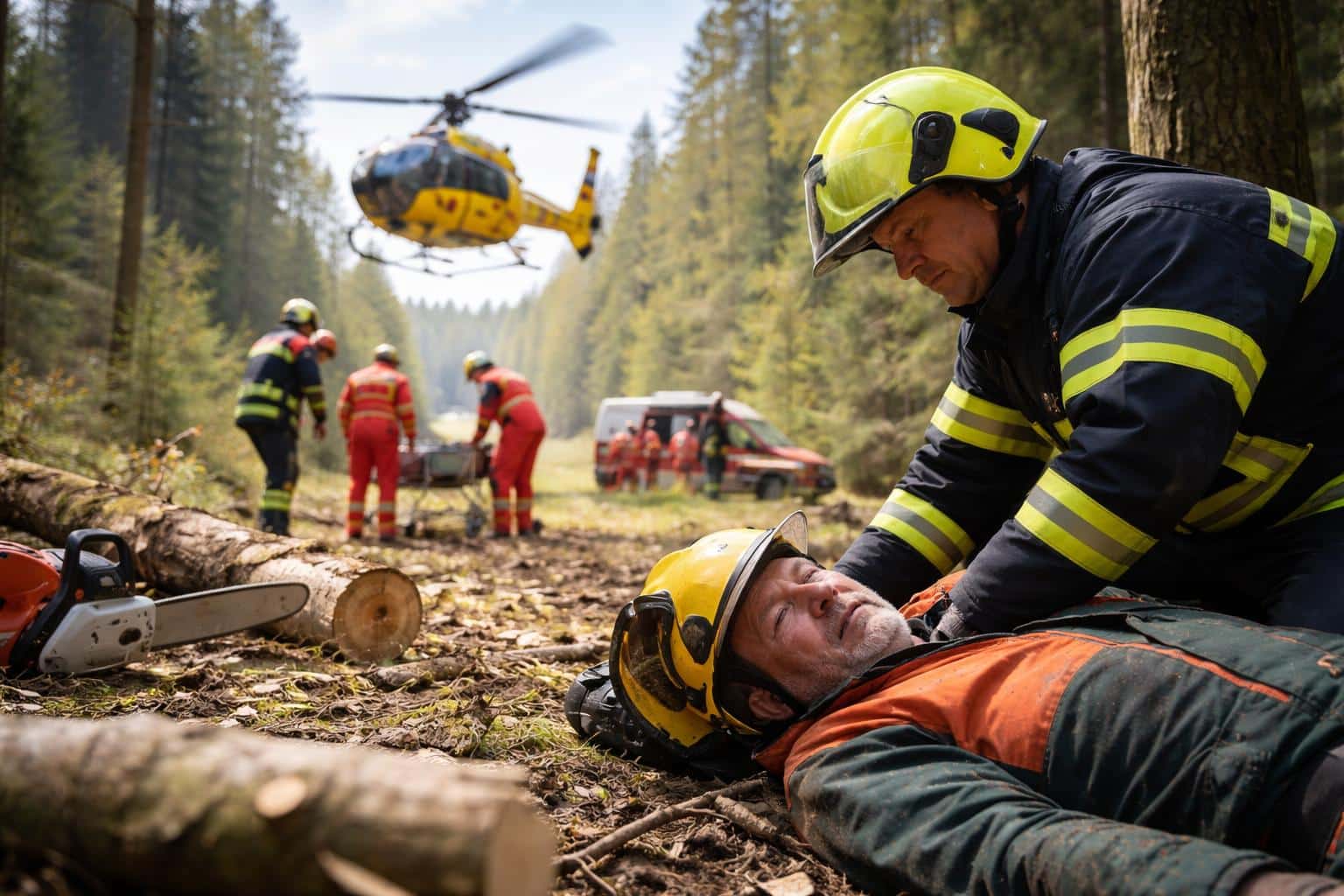 Ast trifft Mann bei Baumarbeiten