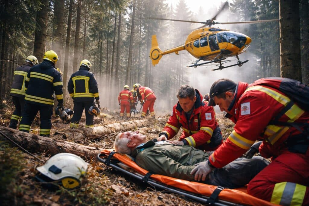 Unfall im Wald: 67-Jähriger verletzt ins Krankenhaus geflogen