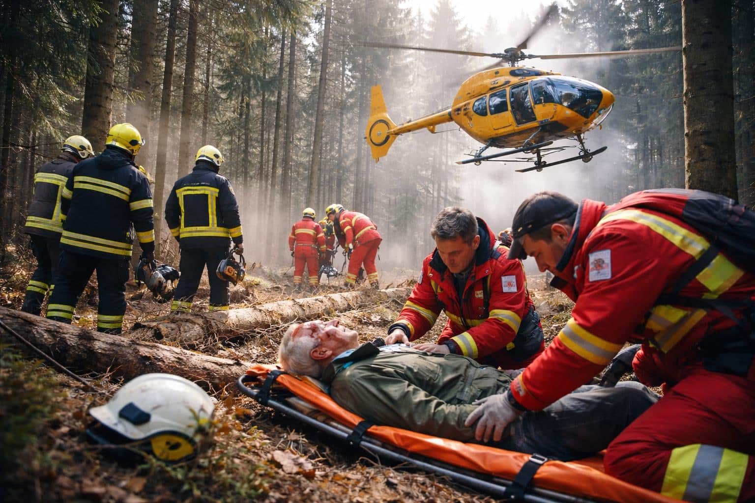 Unfall im Wald: 67-Jähriger verletzt ins Krankenhaus geflogen