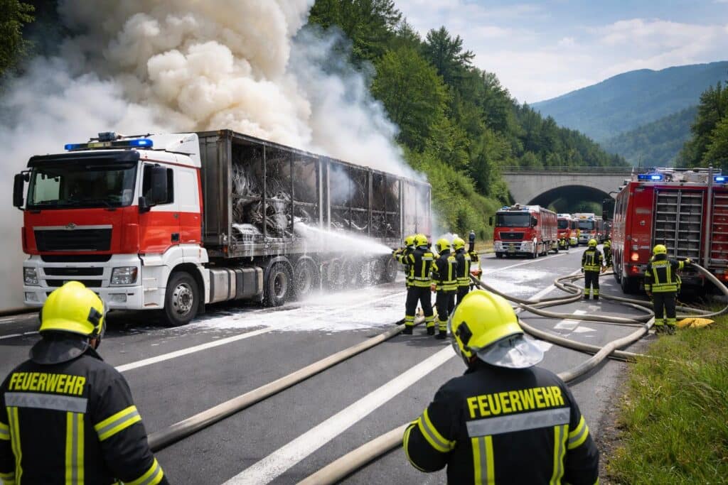 Mehrere Feuerwehren bei Lkw-Brand im Einsatz