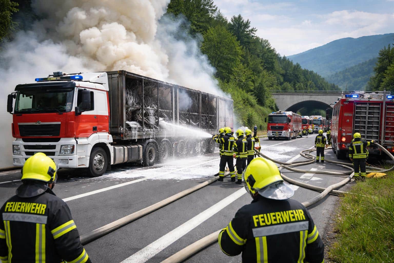Mehrere Feuerwehren bei Lkw-Brand im Einsatz