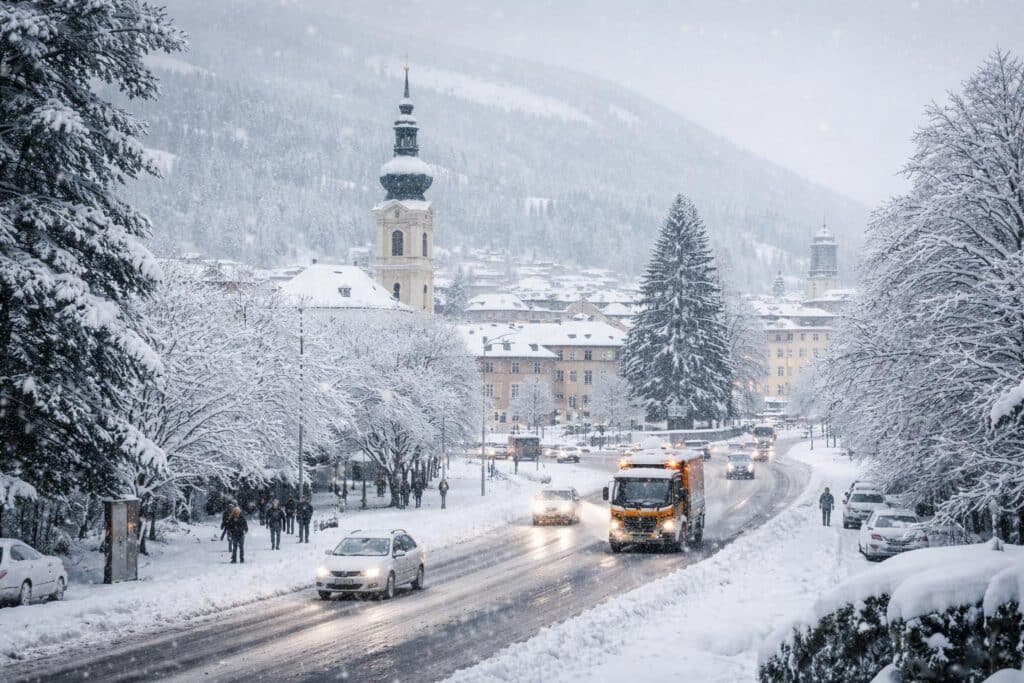 Starker Schneefall in Kärnten