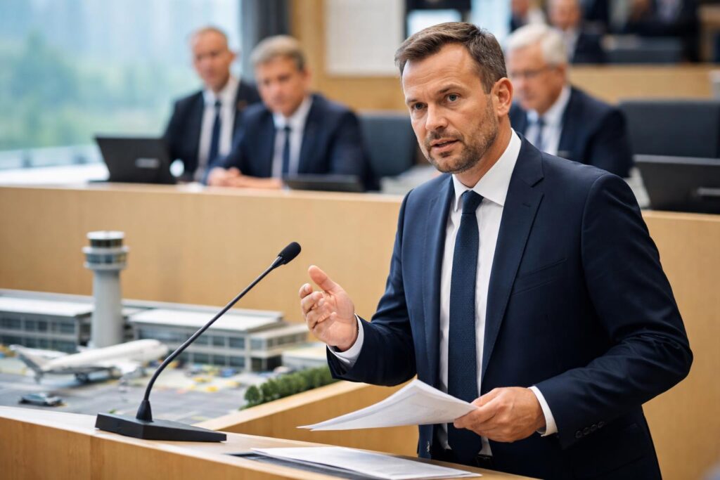 Gruber steht Rede und Antwort zu Flughafen