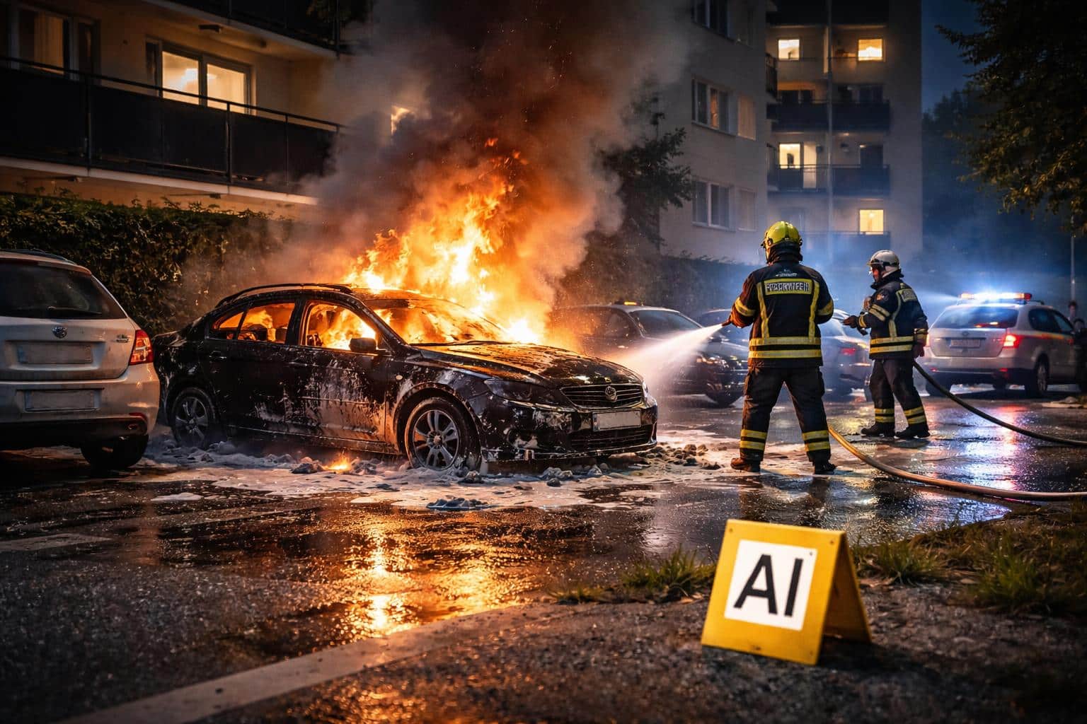 Auto auf Wohnhausparkplatz angezündet!