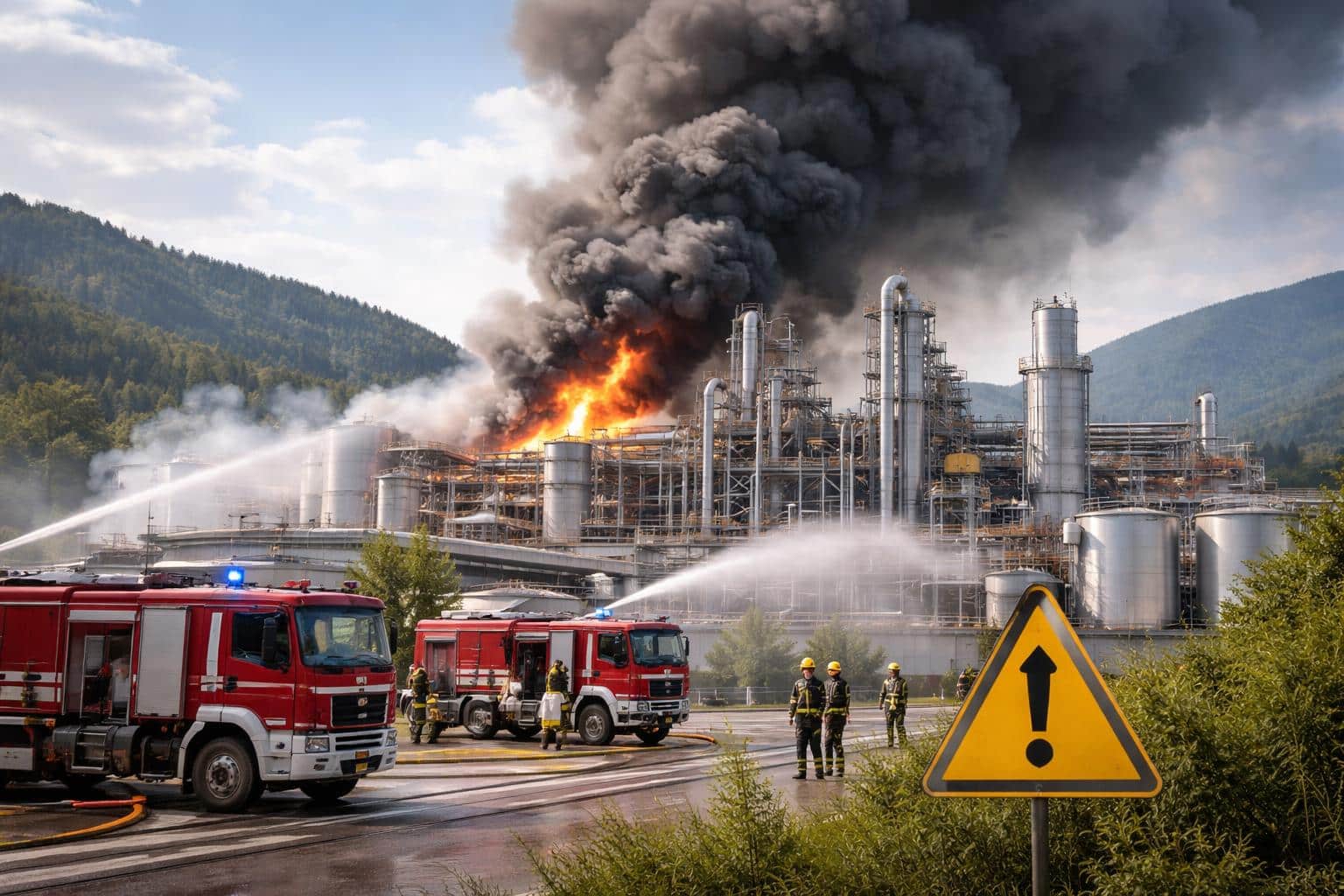 Feuer in Chemie-Werk in Brückl