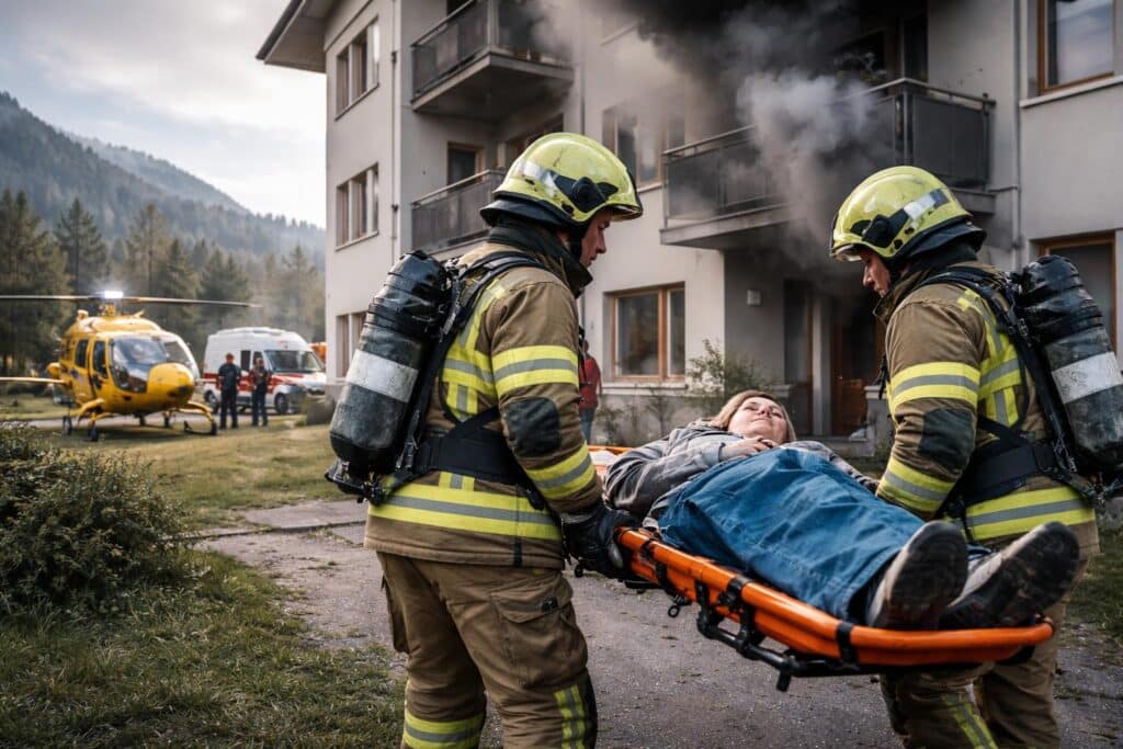 Frau aus verrauchter Wohnung gerettet