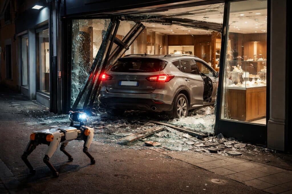 Einbrecher durchbrachen Tür mit Pkw