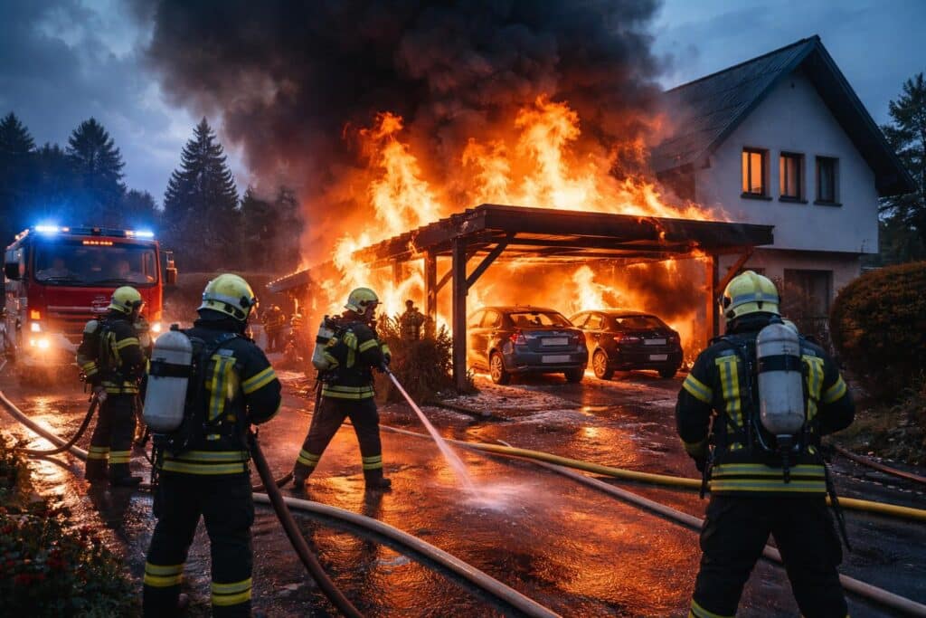 Carport-Brand in den frühen Morgenstunden