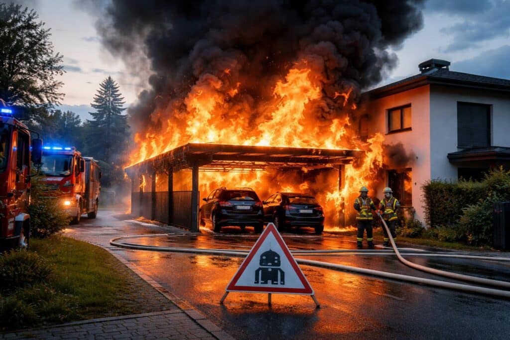 Carport stand in Vollbrand