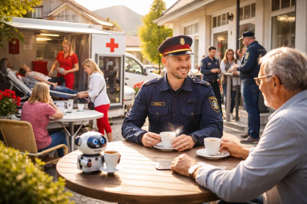 „Coffee with Cops“ und Blutspenden: Vertrauen schaffen und Hoffnung geben in Sittersdorf