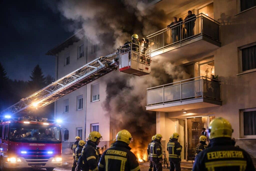Kellerbrand in Mehrparteienhaus