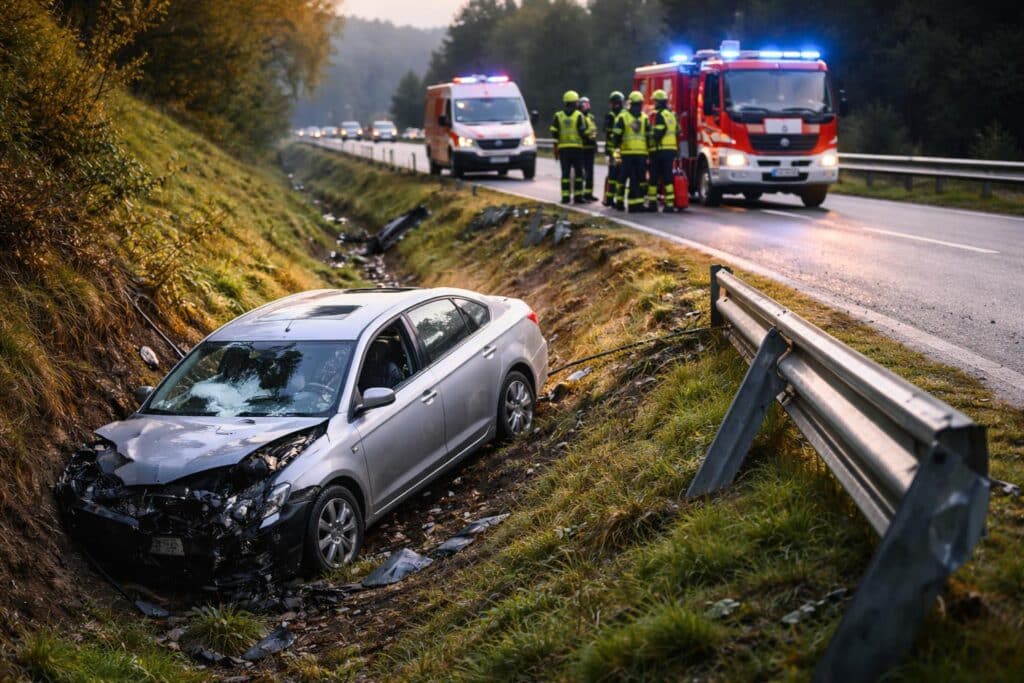 Auto von Straße abgekommen