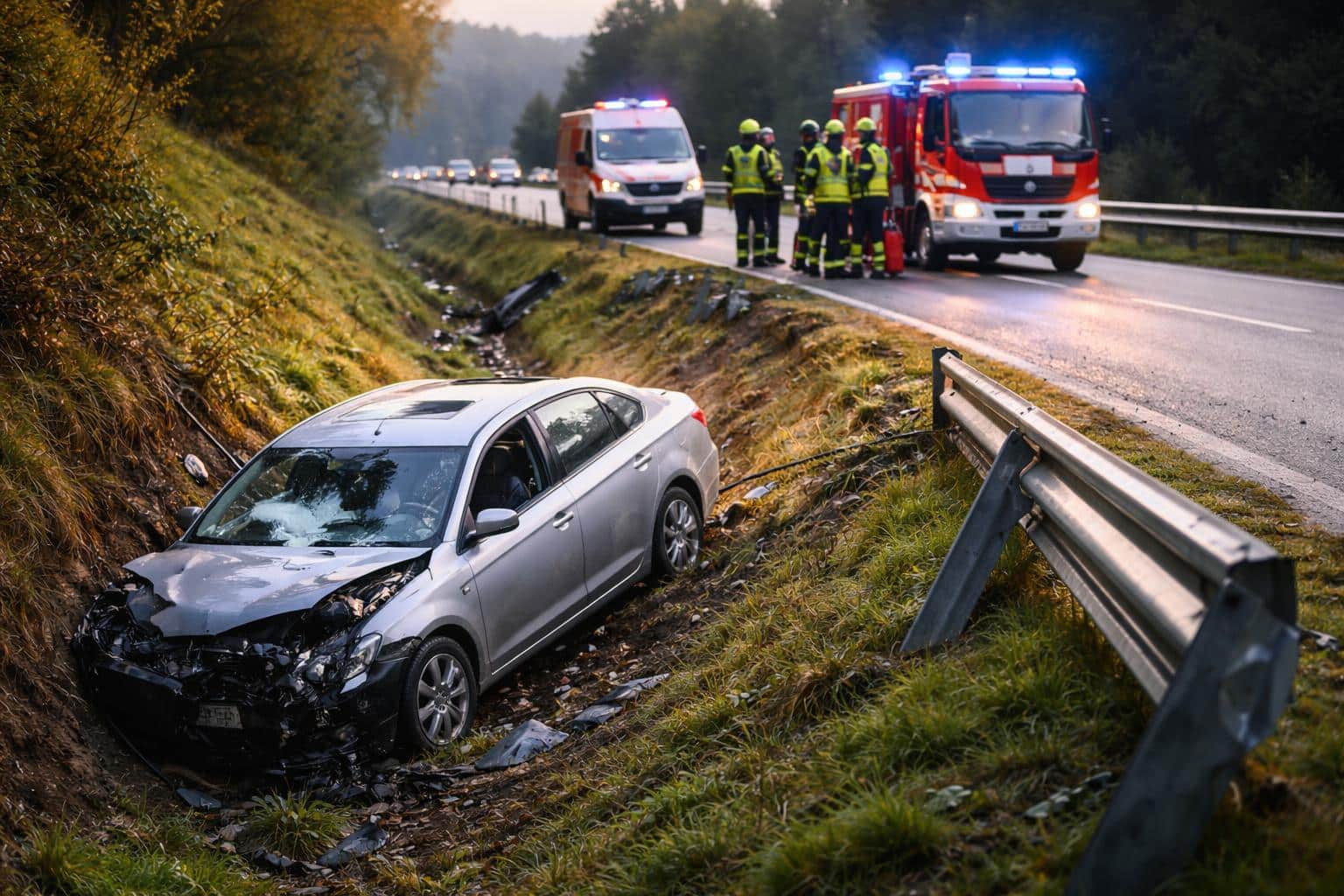 Auto von Straße abgekommen