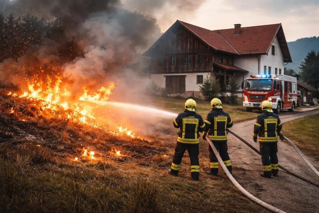 Schneller Löscheinsatz verhinderte Gebäudebrand in Eberndorf