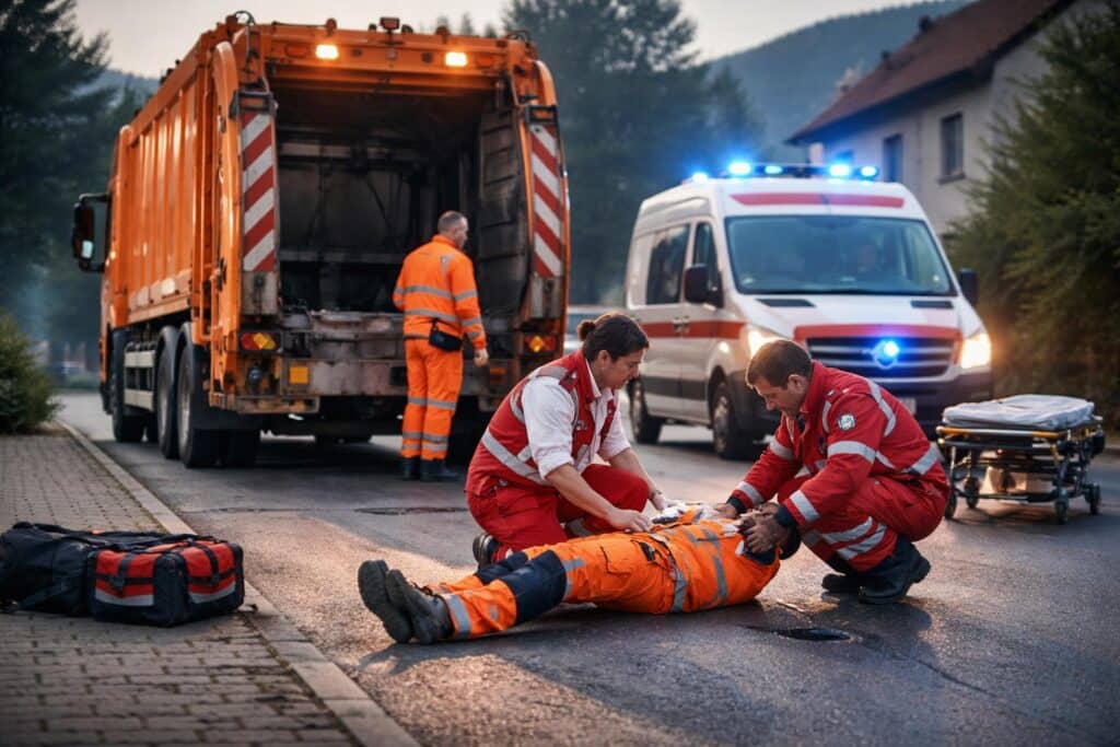 Mitarbeiter bei Müllabfuhr gestürzt