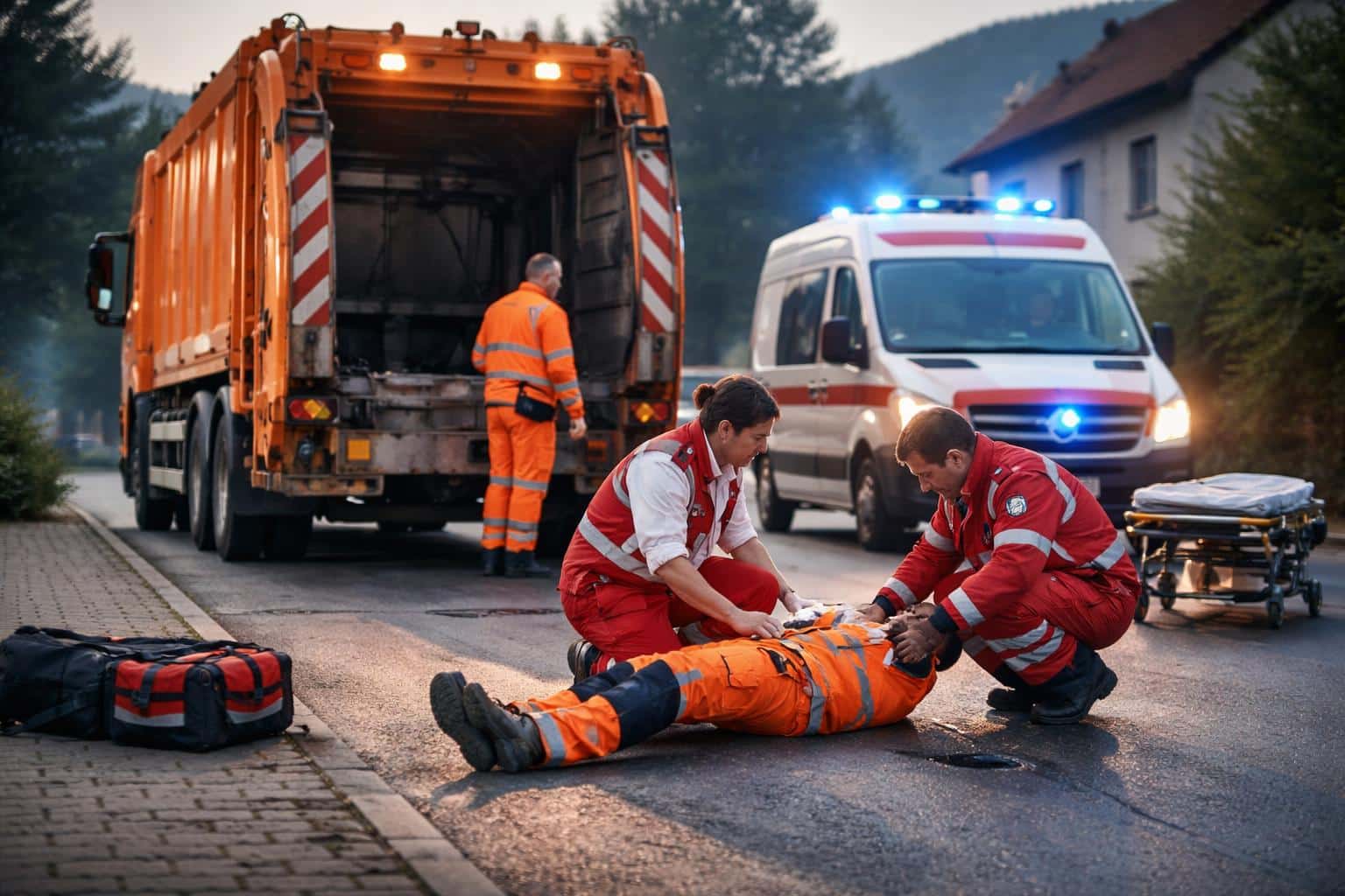 Mitarbeiter bei Müllabfuhr gestürzt