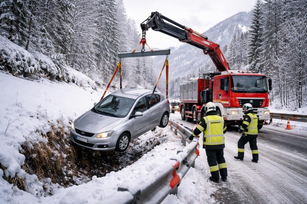 Auto im Graben: Fahrzeug von Feuerwehr geborgen