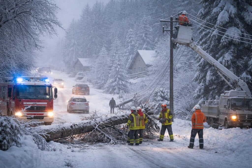 Schnee: Stromausfall und Behinderungen