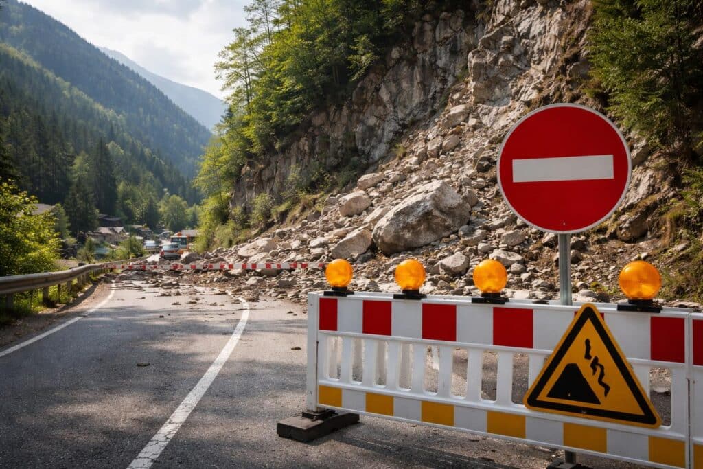 Straße nach Steinschlag gesperrt