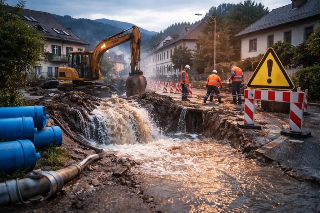 Wasserrohrbruch in Gemeinde Gmünd