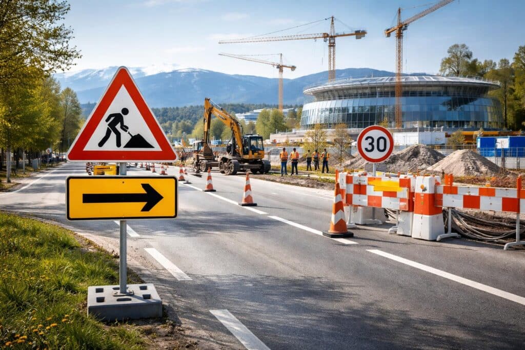 Kurzzeitige Umleitung am Südring wegen Bauarbeiten beim Alpen-Adria-Bad