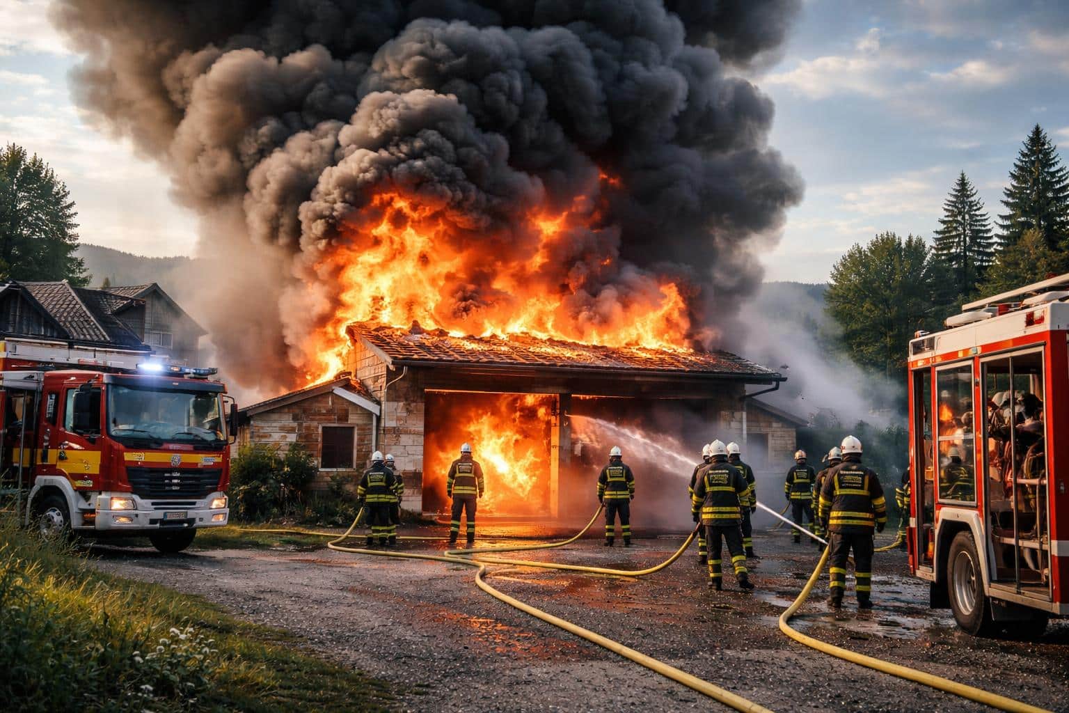 Explosion löst Garagenbrand in Karnburg aus – fünf Feuerwehren im Großeinsatz