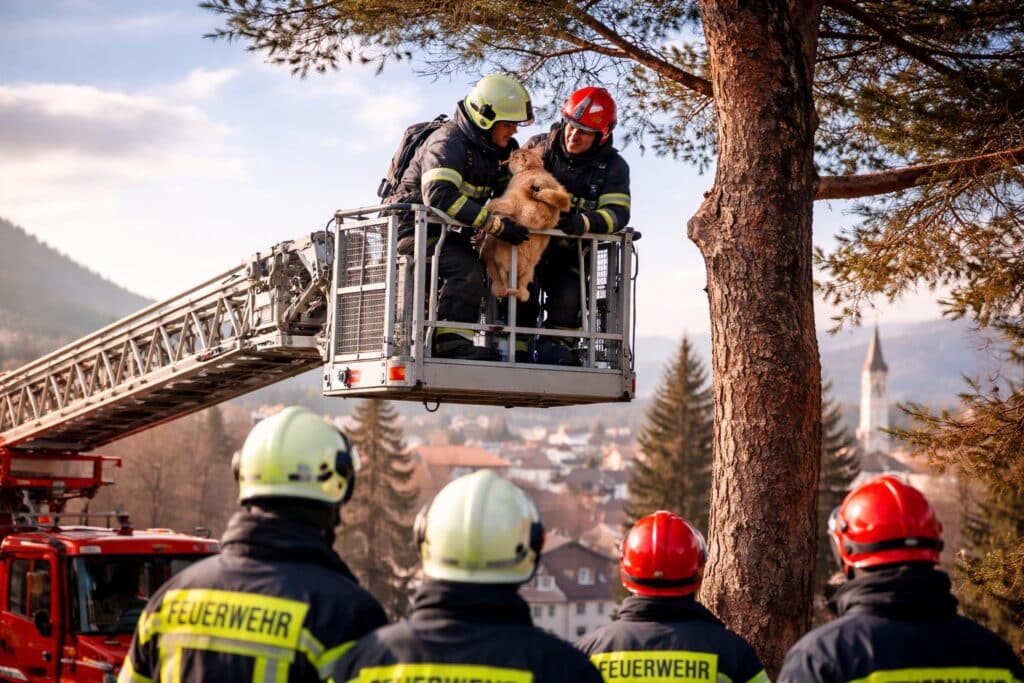 Katze nach zwei Tagen aus Baum gerettet!