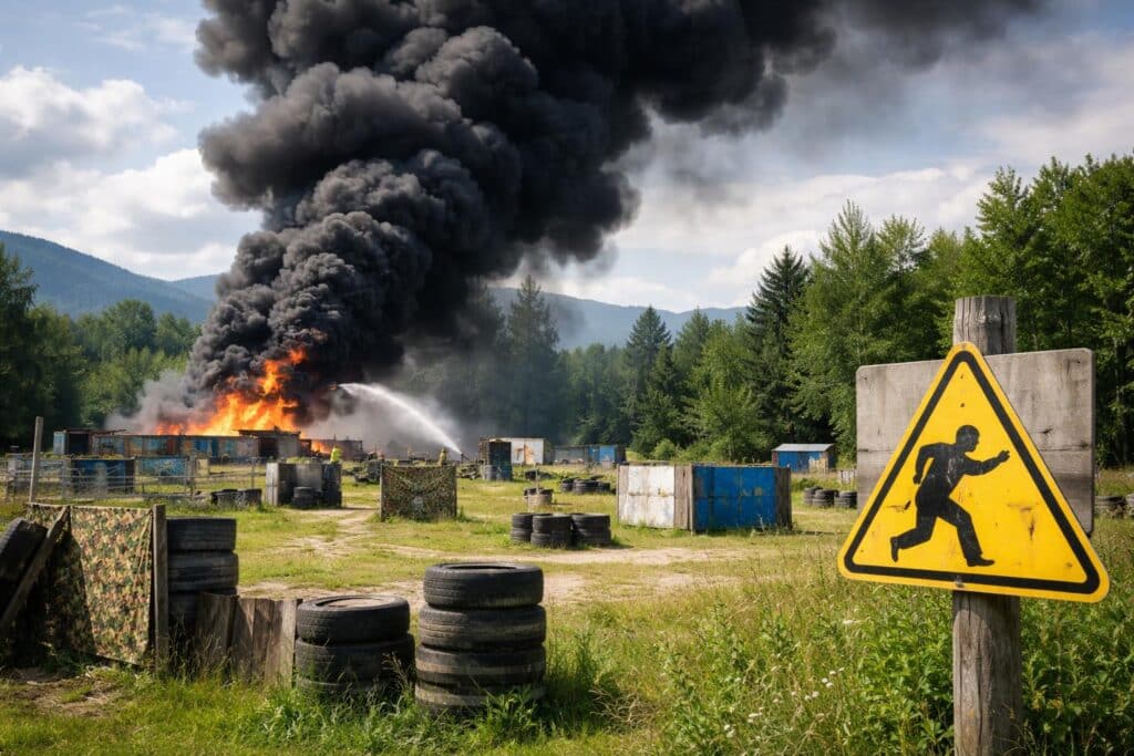 Schwarze Rauchsäulen: Brand auf Paintball-Platz in Klagenfurt