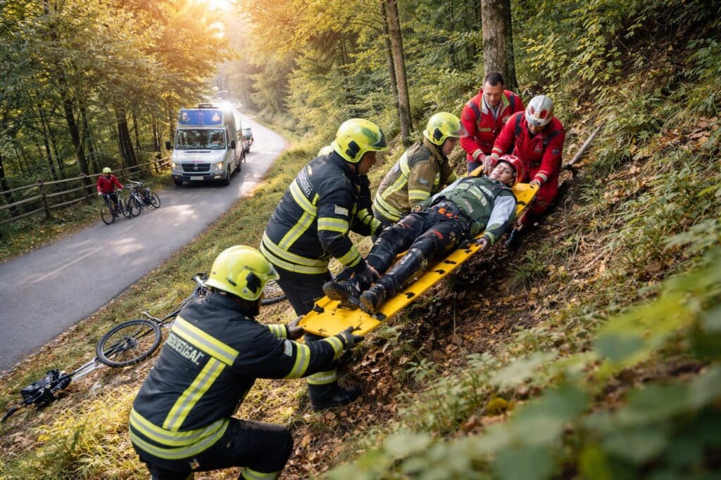 Radfahrer nach Sturz aus Böschung gerettet