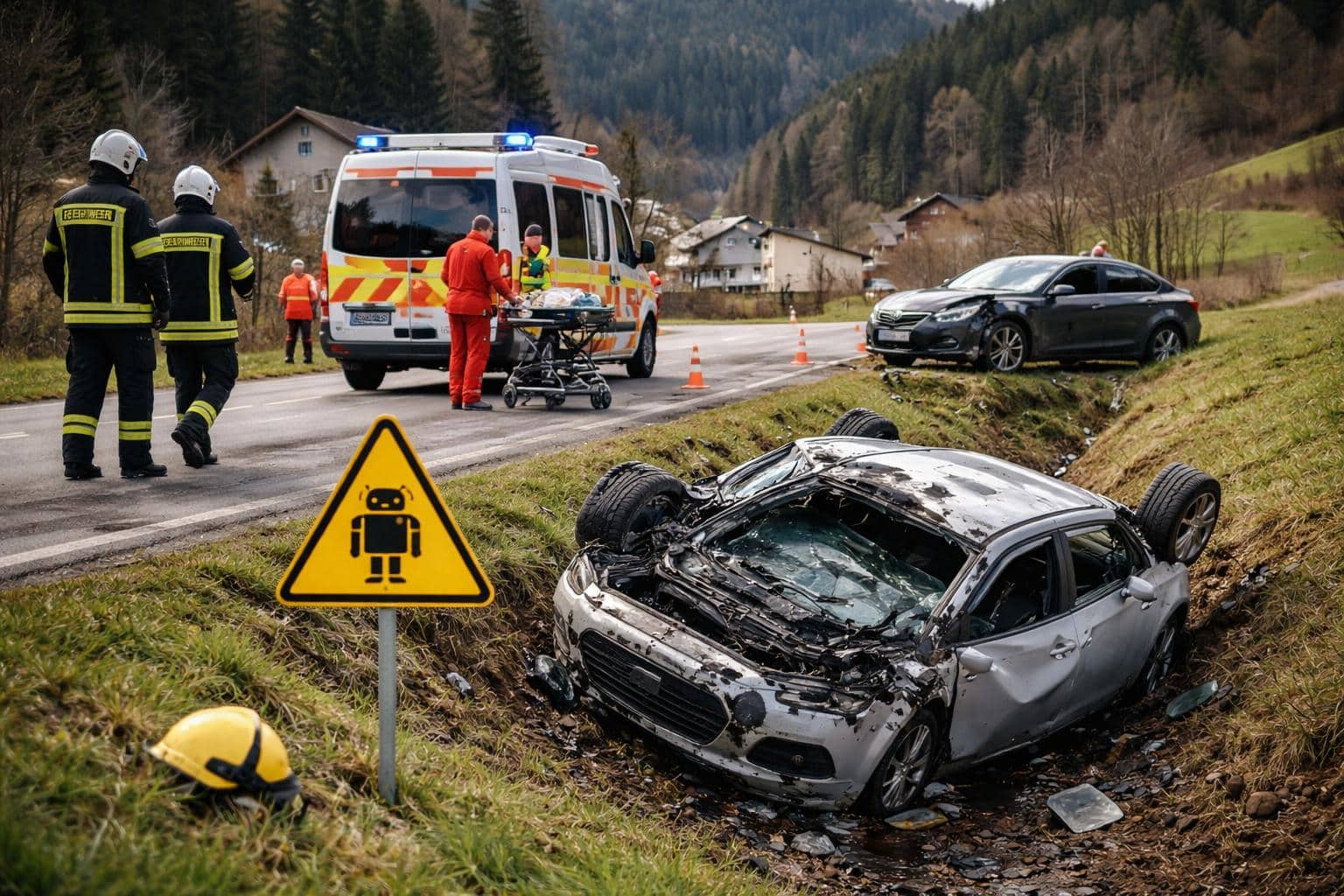 Von Auto angefahren: Totalschaden